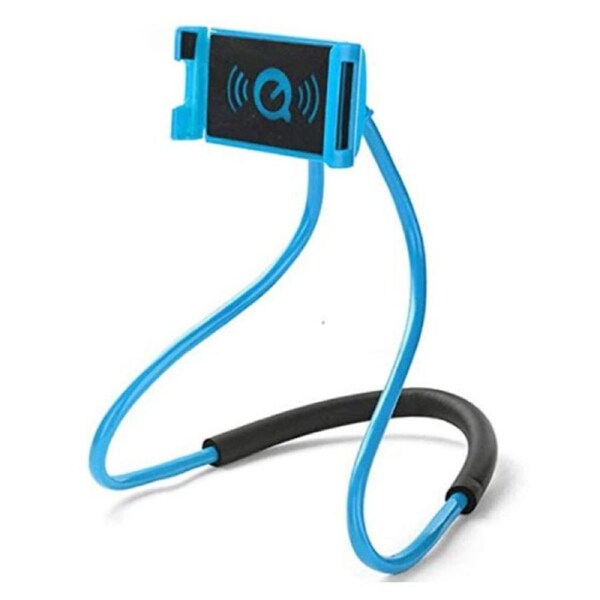 Universal Adjustable Phone Neck Stand Hanging on Neck Cell Phone Mount, Flexible Lazy Bracket DIY Free Rotating - Blue