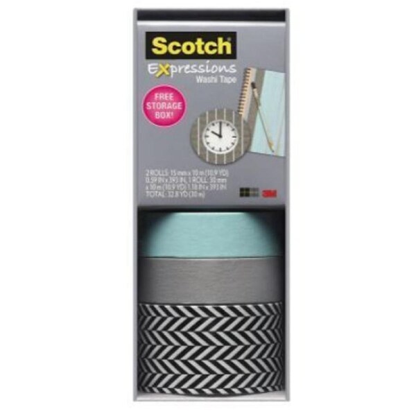 Scotch 3M Expressions Washi Tape 2 Rolls 15Mm X 10M 1 Roll 30Mm X 10M