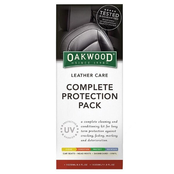 Oakwood Car Interior Leather Care Complete Protection Pack Liquid Stain Cleaner