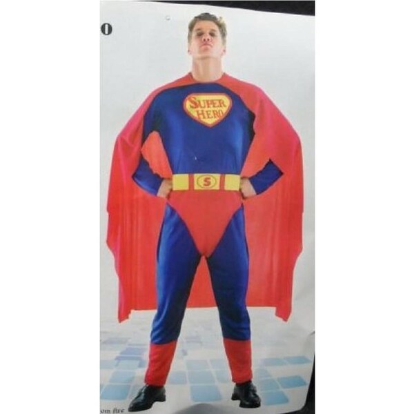 HT Mens Super Hero Superman Super Man Costume Fancy Dress