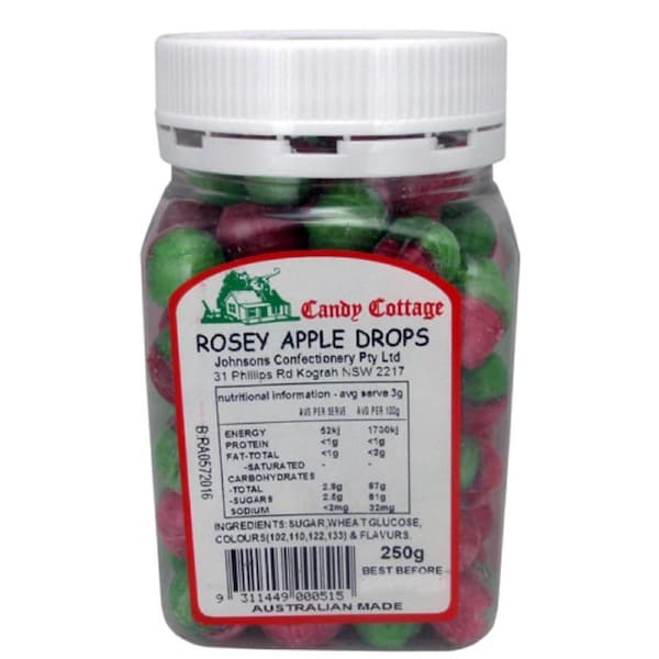 Candy Cottage Rosey Apple 250gm Old Fashioned Lollies Sweets