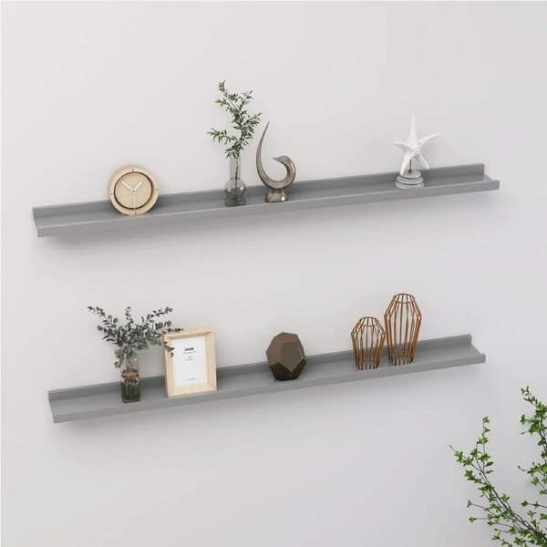 Wall Shelves 2 pcs Grey 100x9x3 cm vidaXL