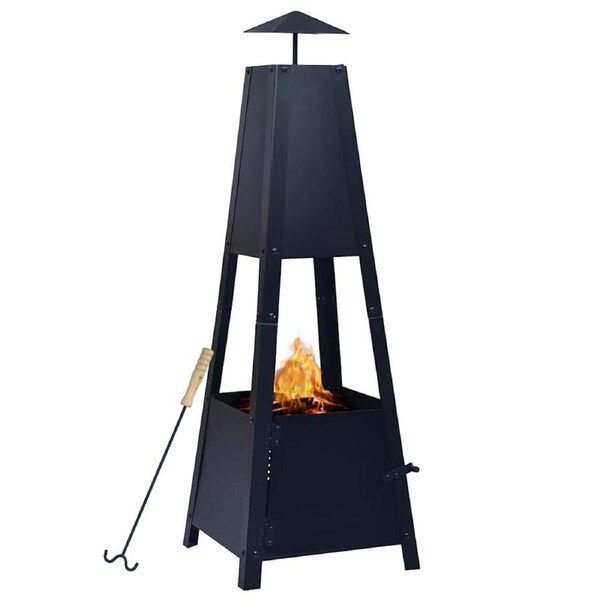 Fire Pit Black 35x35x99 cm Steel vidaXL