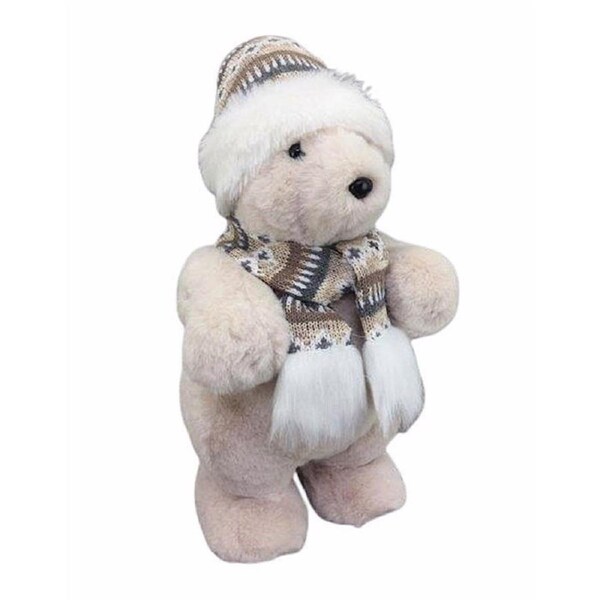 Christmas Plush Standing Bear Cream 34cm