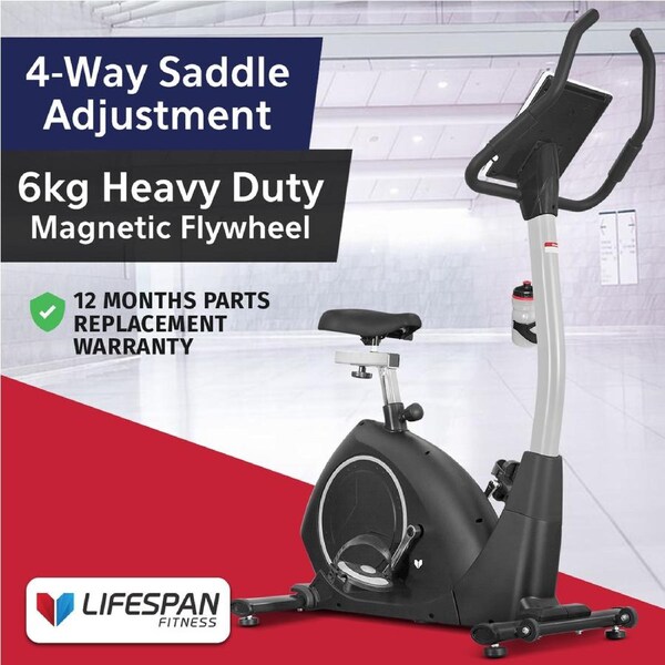Lifespan Fitness EXER-80 Exercise Bike Upright Stationary Bike with Heavy-Duty Flywheel & Variable Automatic Resistance