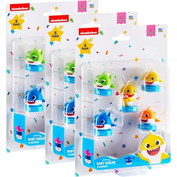 3x 5pc Baby Shark Stampers Kids/Children Stamp Arts/Crafts Fun Toy 3y+ Assorted