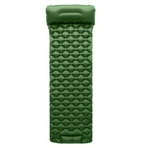 Inflatable Camping Mattress with Built in Foot Pump - Green