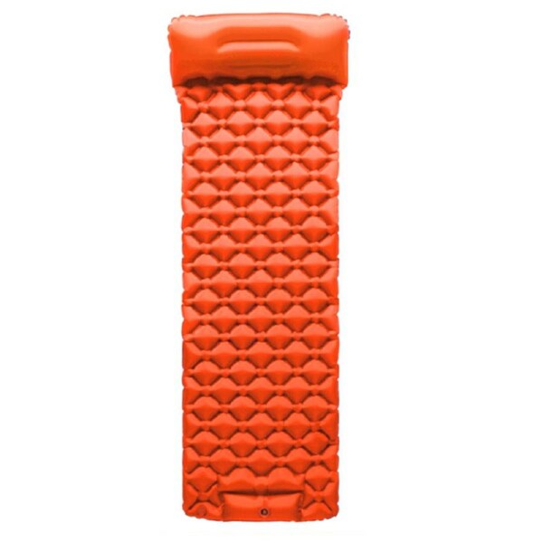 Inflatable Camping Mattress with Built in Foot Pump - Orange