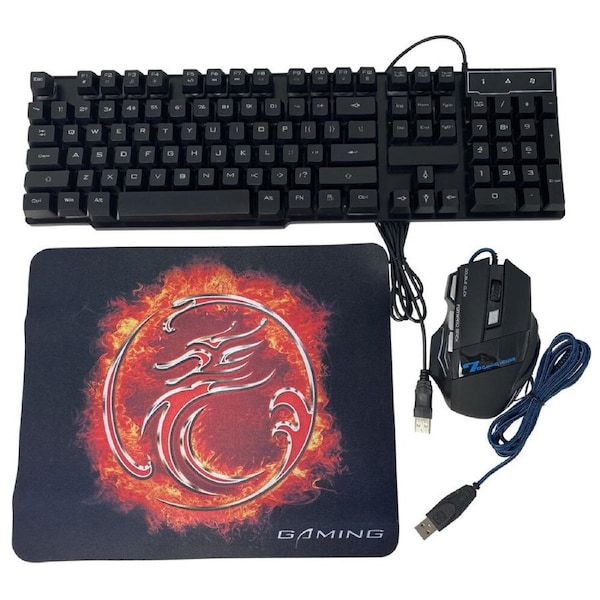 USB Wired Gaming Mouse/Keyboard Combo For Windows/Mac/Computer LED Colour Light