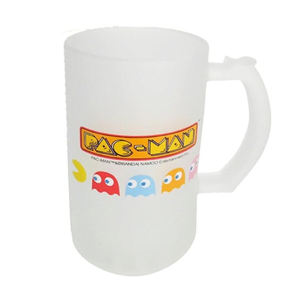 Arcade/Video Game Pac Man 15cm Frosted Stein Drinking Glass/Mug Beer/Water/Juice