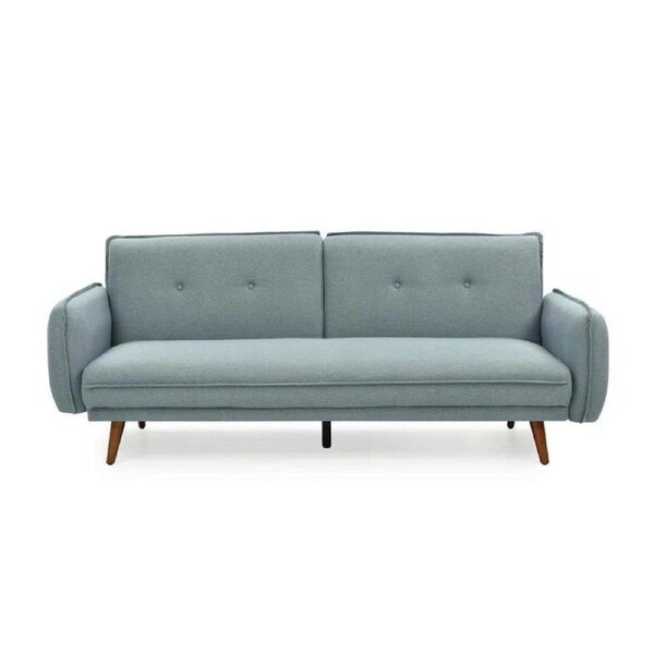 Design Square Designer Modern 3-Seater Fabric Lounge Couch Sofa Bed - Light Blue