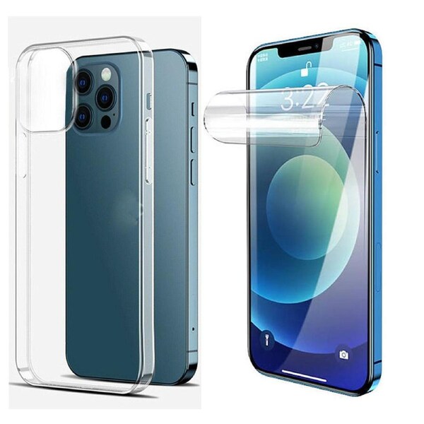 For Apple iPhone 13 Pro Max Clear Phone Case Cover and Soft Screen Protector