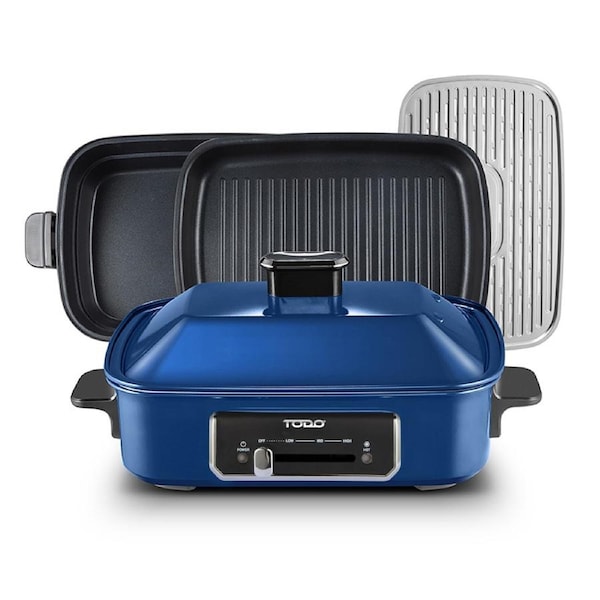 TODO 1400W 3-in-1 Electric Multifunction Cooking Pot BBQ Grill Pan Hot Pot