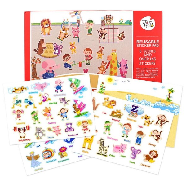 Jar Melo Reusable Stickers Pad Set City Park/Playground Scenes Sheets Kids 3y+