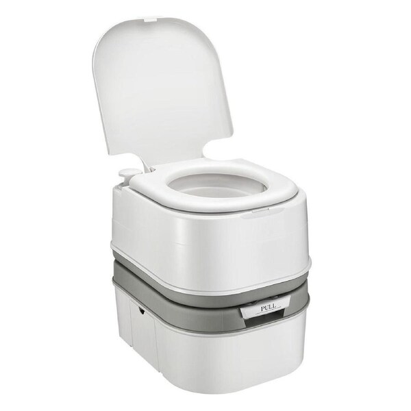 24L Portable Toilet Camping Travel Mobile Porta Potty White and Grey 44.5x35x44cm