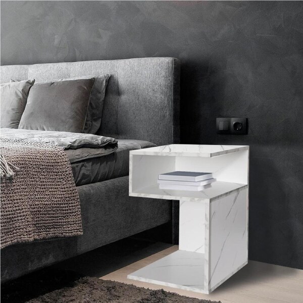 Levede Bedside Table Nightstand with Drawer Shelf - White