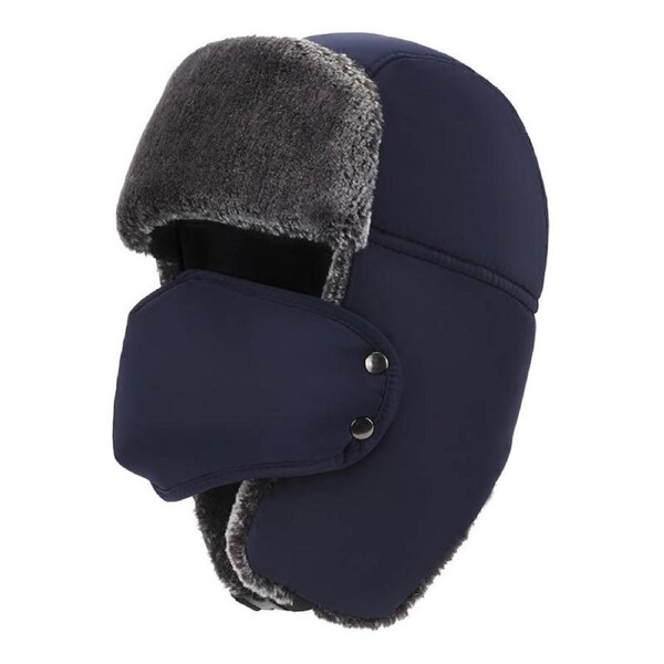 Catzon Winter Hats for Men Windproof Warm Hat with Ear Flaps for Skiing And Outdoor Riding-Velvet Navy