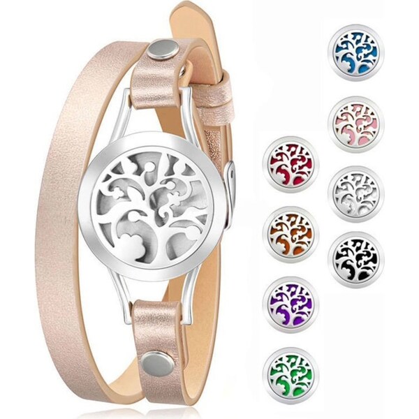 Catzon Essential Oil Diffuser Bracelet Aromatherapy Locket Bracelets with 8 Color Felt Pads