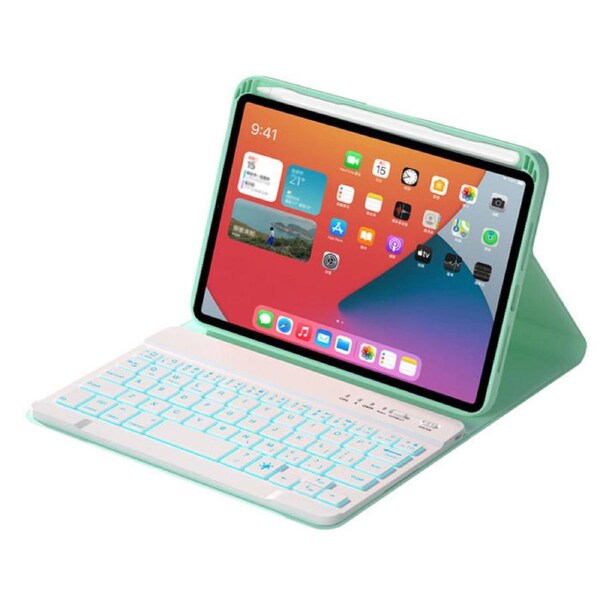 Catzon Keyboard Case iPad Mini 6 Wireless Magnetic Detachable Backlight Keyboard-Mint Green