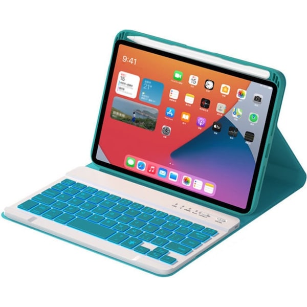 Catzon Keyboard Case iPad Mini 6 Wireless Magnetic Detachable Backlight White Keyboard-Dark Green