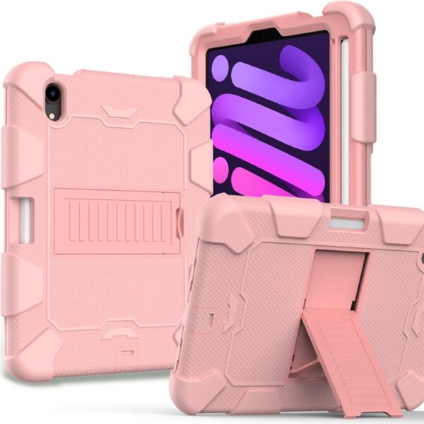 Catzon Lightweight iPad Mini 6 Case And Full-Body Shockproof Silicone Case With Pencil Holder-Rose Gold