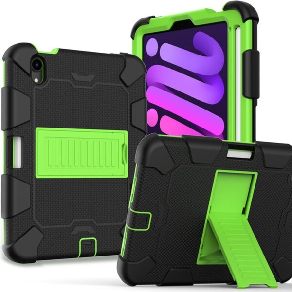 Catzon iPad Mini 6 Case Full-Body Shockproof Silicone Case With Pencil Holder-Black Olivine