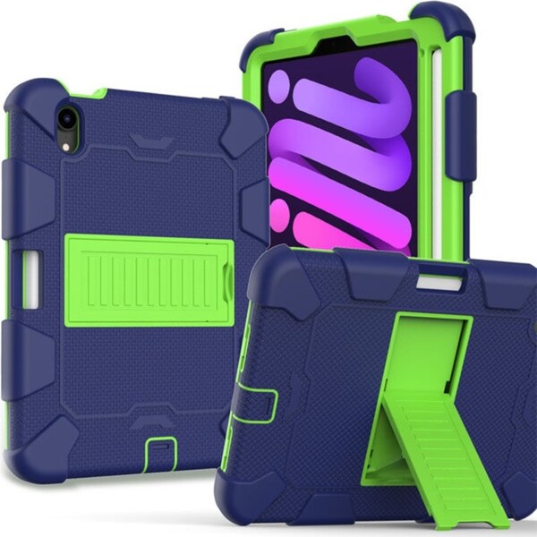 Catzon iPad Mini 6 Case Full-Body Shockproof Silicone Case With Pencil Holder-Navy Olivine