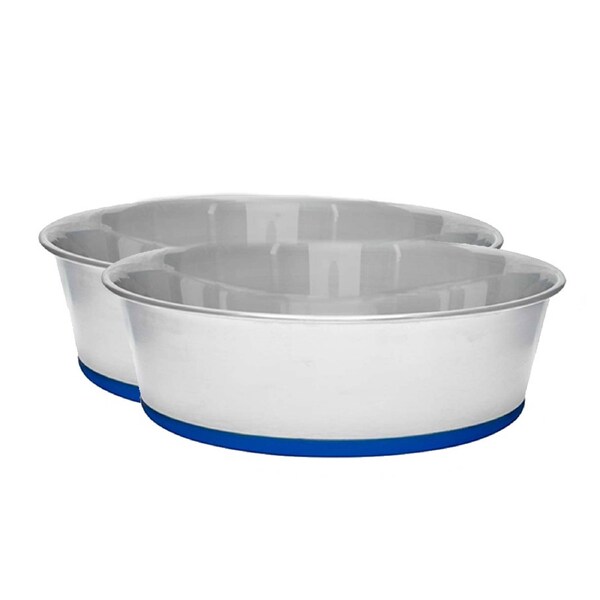 2x Banquet 480ml Stainless Steel Cat/Dog Pet Food/Water Feeding Bowl Rubber Base