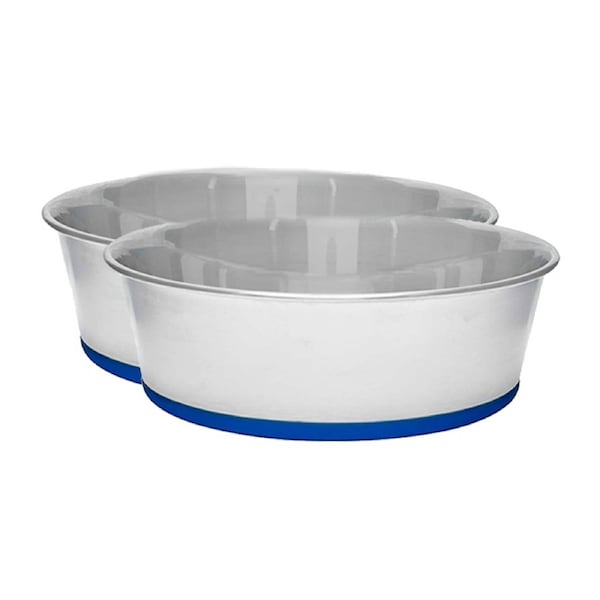 2x Banquet 3.9L Stainless Steel Cat/Dog Pet Food/Water Feeding Bowl Rubber Base
