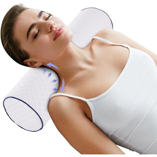 Cervical Neck Roll Pillow Cylinder Round Cushion Bolster Support for Sleeping Memory Foam Bolster Ergonomically Designed Ideal