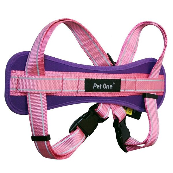 Purple/Pink Reflective Padded Dog Harness 50mm x 23cm to 84cm by Pet One
