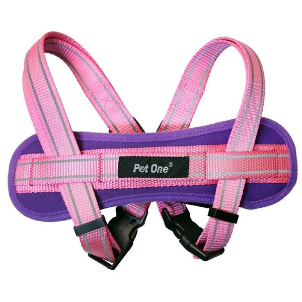 Purple/Pink Reflective Padded Dog Harness 20mm x 37cm to 60cm by Pet One