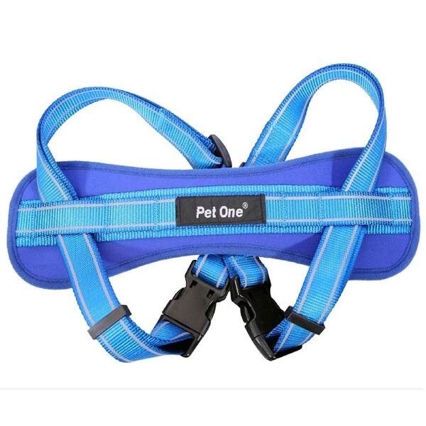 Blue Reflective Padded Dog Harness 25mm x 50cm to 84cm by Pet One