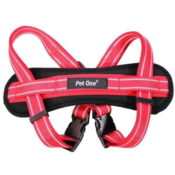 Red/Black Reflective Padded Dog Harness 20mm x 37cm to 60cm by Pet One