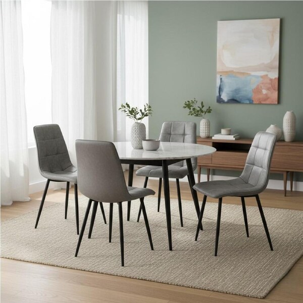 1 Set of 4 Levede Retro Dining Chairs - Grey