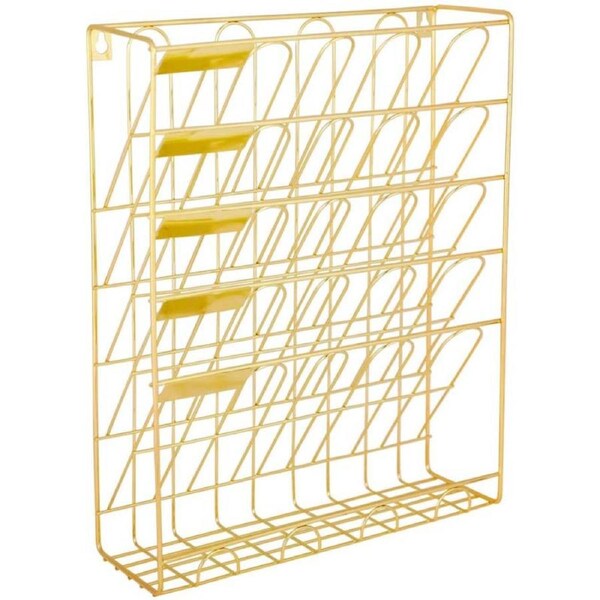 Catzon Hanging File Organizer6 Tier Wall Mount Document Letter Tray File Organizer for Home and Office -Gold