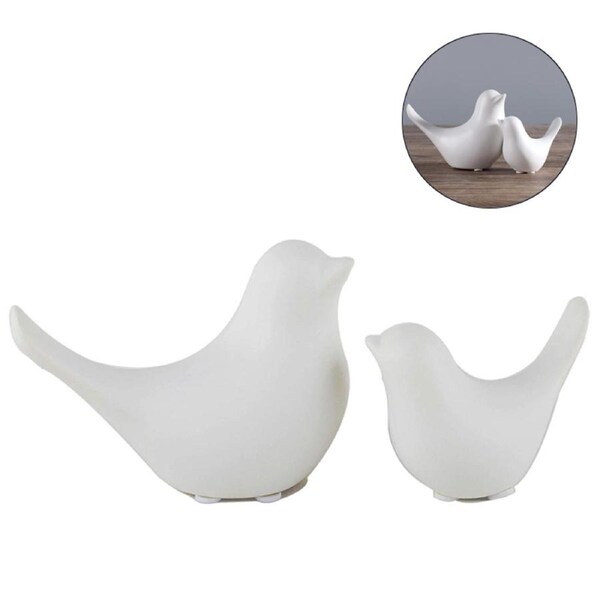 Catzon Ceramic Animal Figurines Home Decoration Furniture Desktop Display-White Bird