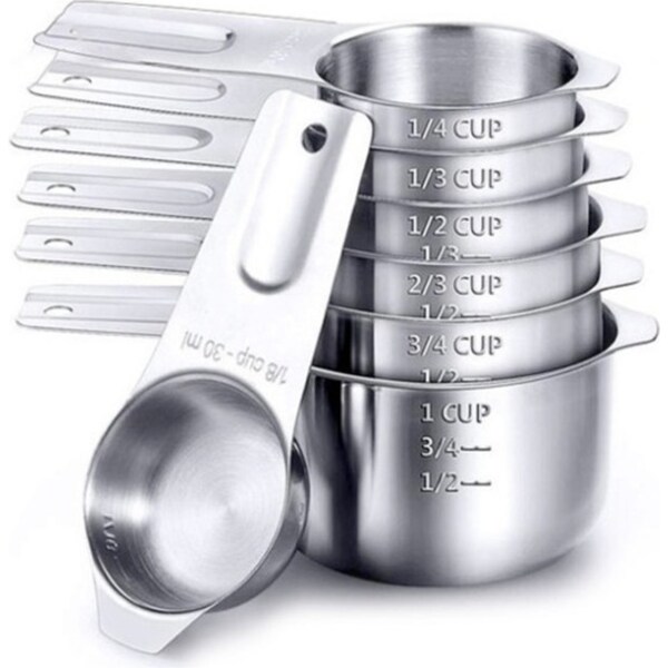 Catzon Stainless Steel Measuring Cups Set 7 Piece Stackable Set with Spout Baking Tools
