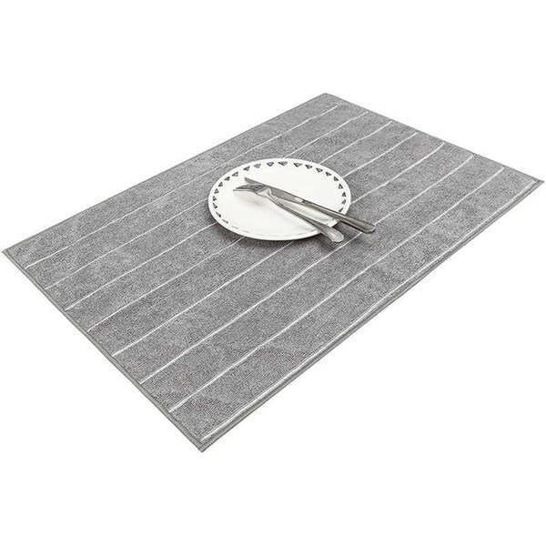 Catzon 8 Pack Microfiber Kitchen Towels 26 x 18 Inch Super Absorbent Soft Stripe Designed Dish Towels-Grey White