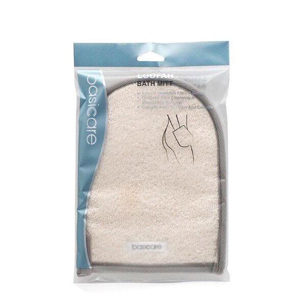 Basicare Loofah Mitt Flax Exfoliating Shower Body Scrub for Smooth Skin