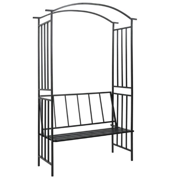 Garden Arch with Bench Black 128x50x207 cm Iron vidaXL