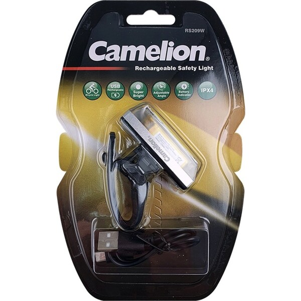 Camelion 6cm Rechargeable Safety Front Bike Light 1.5W LED Bicycle Headlight WH