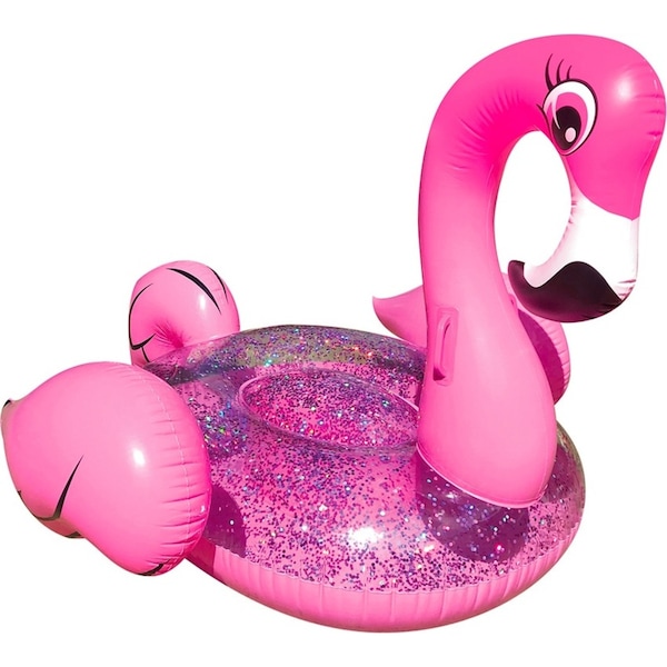 Land & Sea 1.2m Bling Inflatable Flamingo Water Ride Pool Ring Float Outdoor