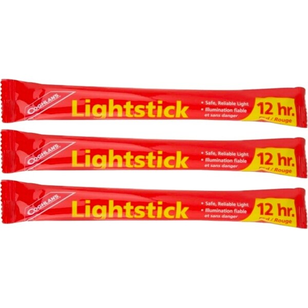 3x Coghlans Glow/Lightstick Marker/Safety/Signal Lights Camping/Fishing/Hike Red