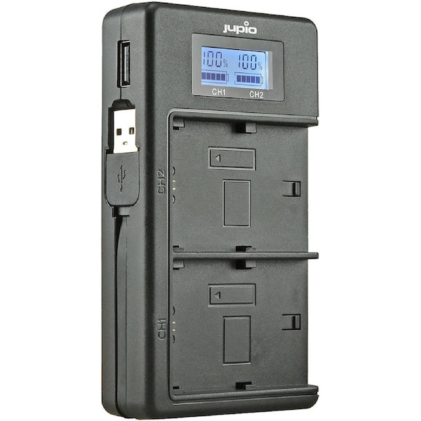 Jupio USB Dedicated Duo Charger with LCD for Canon LP-E17 Batteries