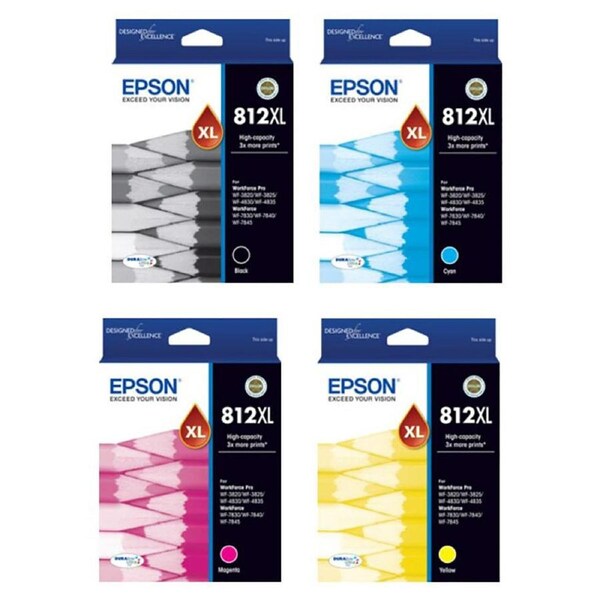 Original Epson 812XL Ink Cartridge Value Pack Black Cyan Magenta Yellow