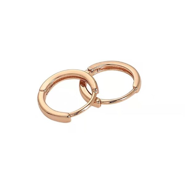 18k Rose Gold Plated Huggie Hoop 10mm Square Sleeper Earrings