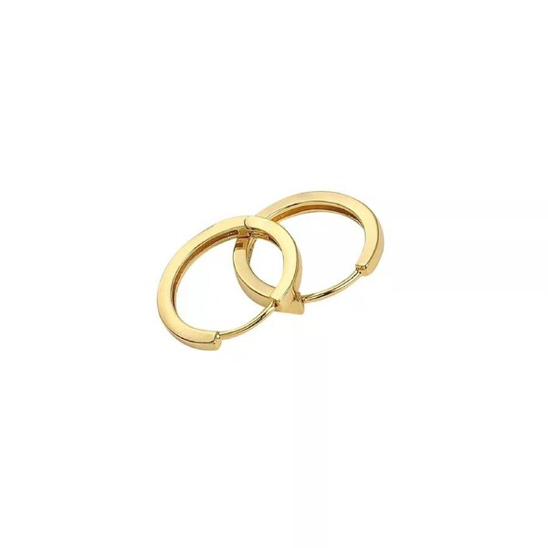 18k Yellow Gold Plated Huggie Hoop 10mm Square Sleeper Earrings
