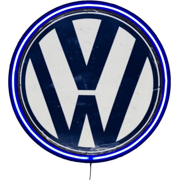 LARGE VW Volkswagen Bar Garage Wall Light Sign Blue Neon