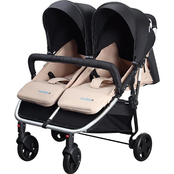 DuoSync Twin Pram Double Pram Twin Stroller Tandem New Born Toddler Baby Jogger Grey